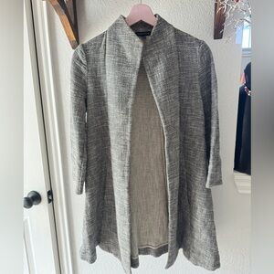 Eileen Fisher Coat Womens Medium Gray Knit Long Length Cotton Capsule Minimalist